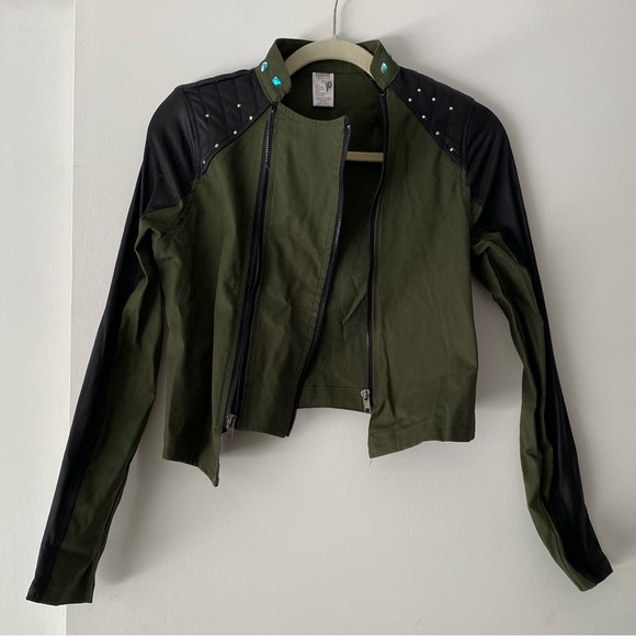 Balera Olive Green Moto Detail Military Jacket Dance Costume Piece - Picture 2 of 6